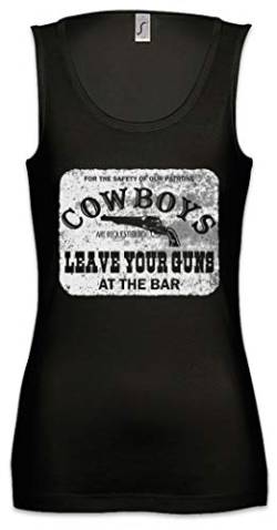 Urban Backwoods Cowboys Safety Sign Damen Frauen Tank Top Shirt Schwarz Größe M von Urban Backwoods