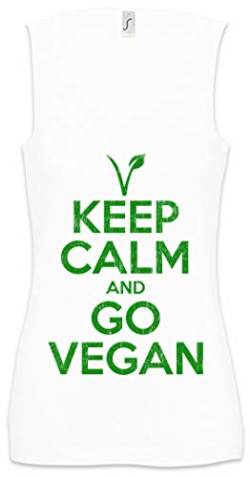 Urban Backwoods Keep Calm and Go Vegan Damen Frauen Tank Top Shirt Weiß Größe S von Urban Backwoods