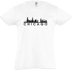 Urban Backwoods Skyline Chicago Mädchen Kinder Kids T-Shirt Weiß Größe 12 Jahre von Urban Backwoods