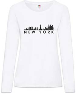 Urban Backwoods Skyline New York Damen Langarm T-Shirt Weiß Größe M von Urban Backwoods