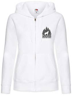 Urban Backwoods Wolves Have No Kings II Damen Zipper Hoodie Kapuzenpullover Weiß Größe 2XL von Urban Backwoods