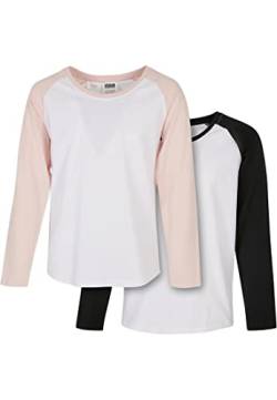 Esprit Girl's Girls Contrast Raglan Longsleeve 2-Pack T-Shirt, White/pink+White/Black, 122/128 von Urban Classics