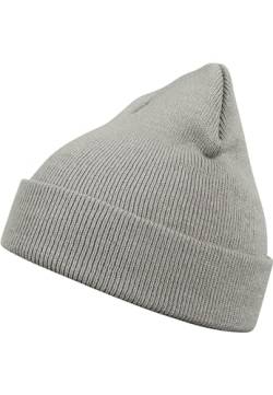 MSTRDS Unisex Strickmütze Basic Flap Beanie - einfarbige, neutrale Wintermütze für Damen und Herren ohne Druck und Stick, ohne Logo - Farbe lightgrey, Größe one size von Urban Classics