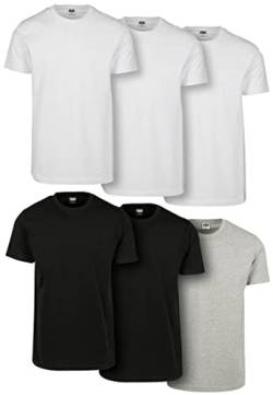 URBAN CLASSICS 6er Set Herren Kurzarm-T-Shirts, Baumwoll-Crewneck-T-Shirts, verschiedene Farbsets und Größen, 3XL von Urban Classics