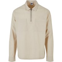 URBAN CLASSICS Langarmhemd Urban Classics Herren Cotton Linen Half Zip Shirt (1-tlg) von Urban Classics