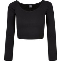 URBAN CLASSICS Langarmshirt Damen Ladies Short Rib Wide V-Neck Longsleeve (1-tlg) von Urban Classics