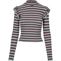 URBAN CLASSICS T-Shirt Urban Classics Damen Ladies Rib Striped Volant Turtleneck L/S (1-tlg) von Urban Classics