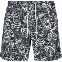 Urban Classics Badeshort - Tattoo AOP Swim Shorts - S bis XXL - für Männer - Größe L - schwarz von Urban Classics