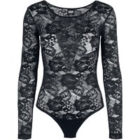 Urban Classics Body - Ladies Lace Longsleeve Body - XS bis XL - für Damen - Größe M - schwarz von Urban Classics