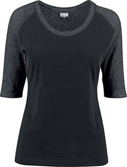 Urban Classics Damen 3/4 Contrast Raglan Tee T-Shirt, Black/Charcoal, L von Urban Classics