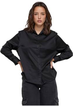 Urban Classics Damen Hemd Ladies Satin Shirt Black 4XL von Urban Classics