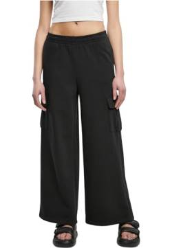 Urban Classics Damen Hose Ladies Highwaist Wide Leg Cargo Terry Pants Black 4XL von Urban Classics