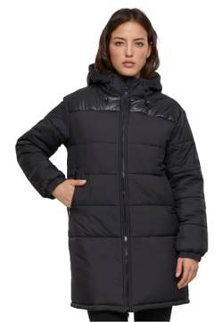 Urban Classics Damen TB6151-Ladies Hooded Mixed Puffer Coat Jacke, Black, 4XL von Urban Classics