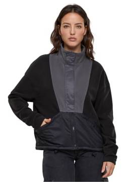 Urban Classics Damen TB6092-Ladies Polarfleece Track Jacket Jacke, Black/darkshadow, S von Urban Classics