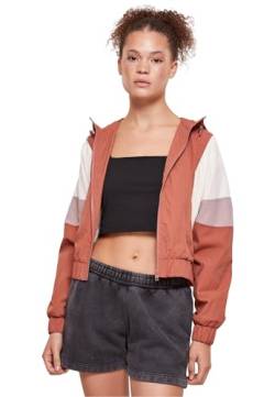 Urban Classics Damen Jacke Ladies Short 3-Tone Crinkle Jacket terracotta/whitesand/duskrose XS von Urban Classics