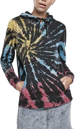 Urban Classics Damen Kapuzenpullover Ladies Tie Dye Hoody Hooded Sweatshirt, black, S von Urban Classics