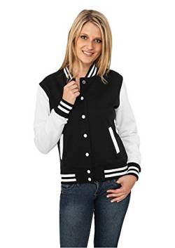 Urban Classics Damen Ladies 2-Tone College Sweatjacket Sweatjacke, Mehrfarbig (Schwarz/Weiß), 2XL von Urban Classics