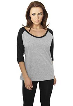 Urban Classics Damen Ladies 3/4 Contrast Raglan Tee T-Shirt, Mehrfarbig(gry/blk), S von Urban Classics