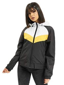 Urban Classics Damen Ladies 3-Tone Windbreaker Jacke, Mehrfarbig (Black/White/Chromeyellow 01302), X-Small (Herstellergröße: XS) von Urban Classics