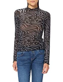 Urban Classics Damen Ladies AOP Mesh Turtleneck Longsleeve T-Shirt, Asphalt/Black, L von Urban Classics