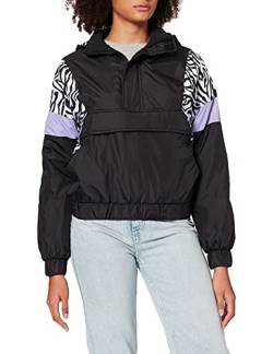 Urban Classics Damen TB3063-Ladies AOP Mixed Pull Over Jacket Jacke, Black/Zebra, 4XL von Urban Classics