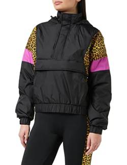 Urban Classics Damen Ladies AOP Mixed Pull Over Jacket Jacke, Mehrfarbig (Black/Leo 01945), Small (Herstellergröße: S) von Urban Classics