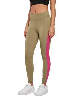 Urban Classics Damen Ladies Color Block Leggings, Khaki/brightviolet, S von Urban Classics