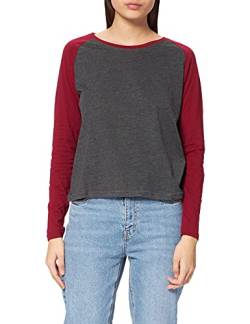 Urban Classics Damen TB4539-Ladies Contrast Raglan Longsleeve T-Shirt, Charcoal/Burgundy, S von Urban Classics