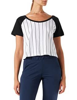 Urban Classics Damen Ladies Cropped Baseball Tee T Shirt, Mehrfarbig (White/Black 224), M EU von Urban Classics