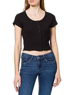 Urban Classics Damen Ladies Cropped Button Up Rib Tee T Shirt, Schwarz, S EU von Urban Classics