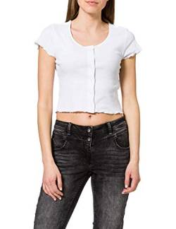 Urban Classics Damen Ladies Cropped Button Up Rib Tee T-Shirt, Weiß, XXL von Urban Classics