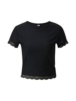 Urban Classics Damen TB4350-Ladies Cropped Lace Hem Tee T-Shirt, Black, 5XL von Urban Classics