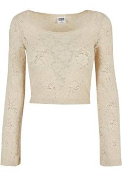 Urban Classics Damen Ladies Cropped Lace Longsleeve T-Shirt, Softseagrass, X-Large von Urban Classics