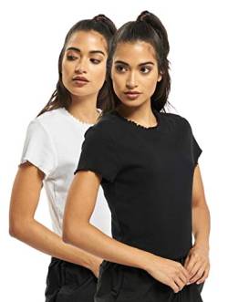 Urban Classics Damen Ladies Cropped Rib Tee 2-Pack T-Shirt, Black/White, M von Urban Classics
