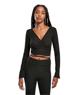 Urban Classics Damen Ladies Cropped Rib Wrapped Longsleeve T-Shirt, black, S von Urban Classics