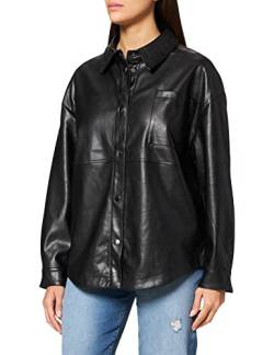 Urban Classics Damen TB4514-Ladies Faux Leather Overshirt Hemd, Black, 4XL von Urban Classics