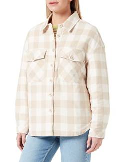 Urban Classics Damen Ladies Flanell Padded Overshirt Jacke, whitesand/lighttaupe, M von Urban Classics