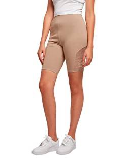 Urban Classics Damen Ladies High Waist Lace Inset Cycle Yoga-Shorts, softtaupe, L von Urban Classics