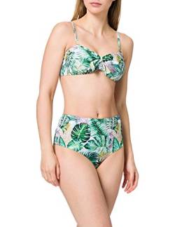 Urban Classics Damen Ladies High Waist Pattern Bikini-Set, Leaf White, M von Urban Classics