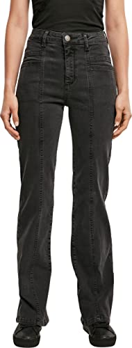 Urban Classics Damen TB4736-Ladies High Waist Straight Slit Denim Pants Hose, blackwashed, 26 von Urban Classics