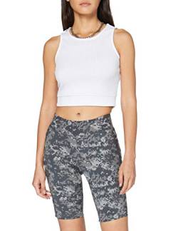 Urban Classics Damen Ladies High Waist Tech Cycle Yoga-Shorts, Dark digital camo, L von Urban Classics