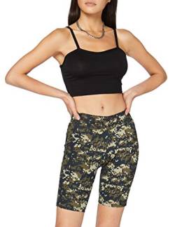 Urban Classics Damen Ladies High Waist Tech Cycle Yoga-Shorts, Wood digital camo, L von Urban Classics