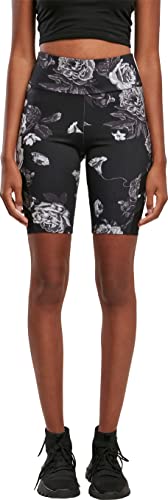 Urban Classics Damen Ladies High Waist Tech Mesh AOP Cycle Shorts, darkflower, L von Urban Classics