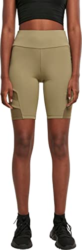 Urban Classics Damen Ladies High Waist Tech Mesh Cycle Shorts, Khaki, 4XL von Urban Classics