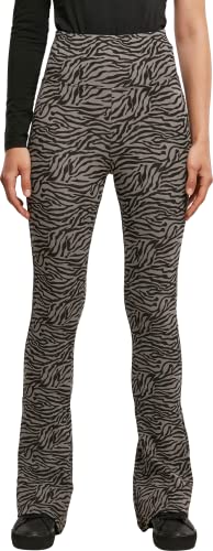 Urban Classics Damen Ladies High Waist Zebra Boot Cut Leggings, Asphalt/Black, M von Urban Classics