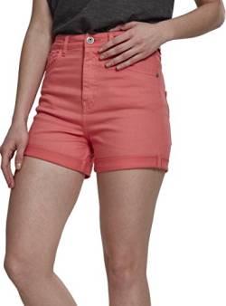 Urban Classics Damen Ladies Highwaist Stretch Twill Shorts Shorts , Rosa (Coral 00092) , 36 von Urban Classics