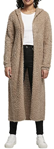 Urban Classics Damen TB1750-Ladies Hooded Feather Cardigan Kapuzenpullover, softtaupe, 4XL von Urban Classics