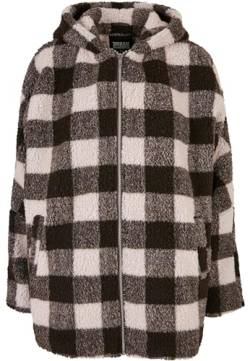 Urban Classics Damen TB3056-Ladies Hooded Oversized Check Sherpa Jacket Jacke, pink/Brown, 4XL von Urban Classics