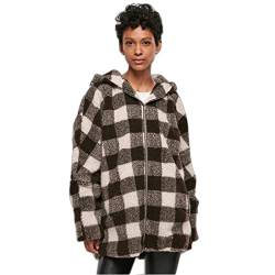 Urban Classics Damen TB3056-Ladies Hooded Oversized Check Sherpa Jacket Jacke, pink/Brown, 5XL von Urban Classics