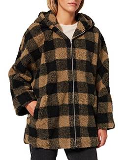 Urban Classics Damen TB3056-Ladies Hooded Oversized Check Sherpa Jacket Jacke, softtaupe/Black, M von Urban Classics